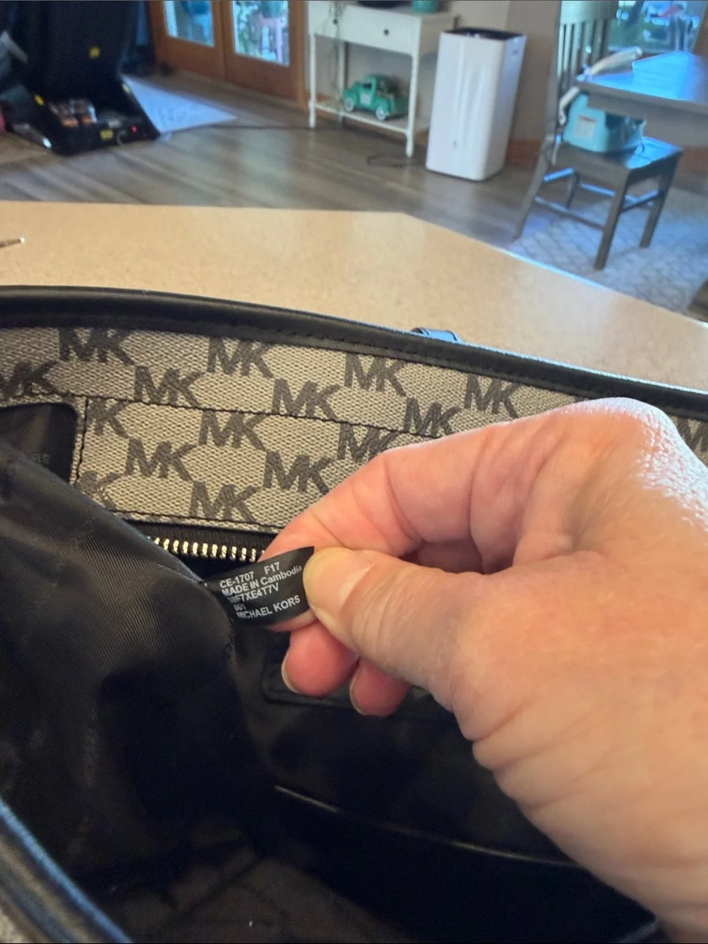 Michael Kors Black &Gray MK Logo Tote with Black Handles large